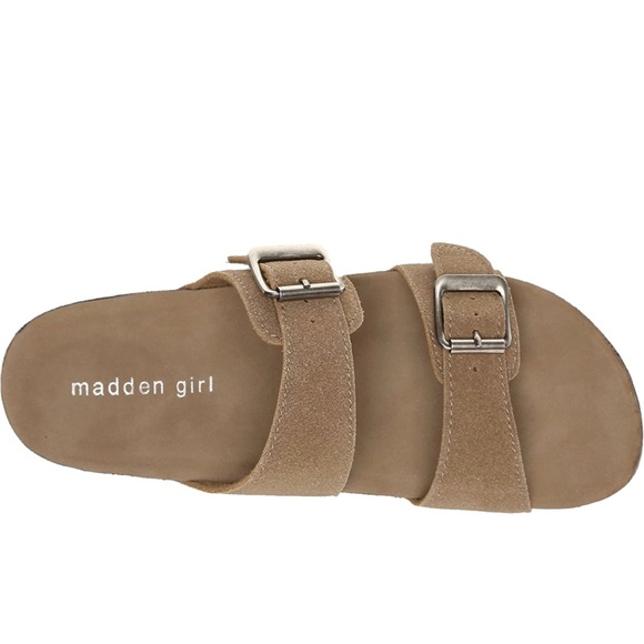 New in Box Madden Girl Women's Brando Slide-On Sandal Taupe Fabric Size 5 - Picture 4 of 7